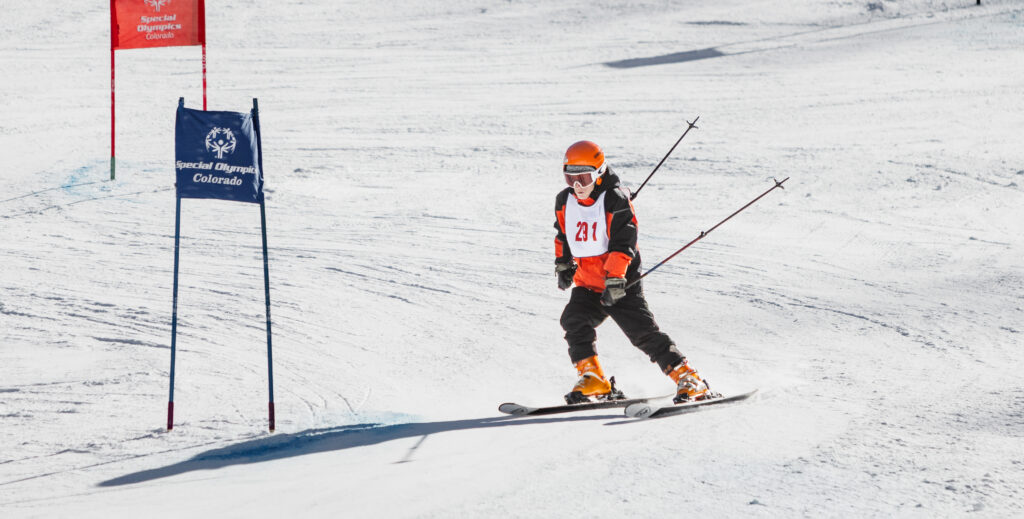 Team Powderhorn skier racing at Sunlight for Regionals.